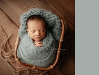 Whispy set Pom bonnet {DUSTY BLUE} 0117